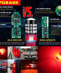 Comparison of old and new Red 3156 3157 LED Turn Signal Bulbs featuring 39 2835 SMD chips for enhanced durability and brightness.