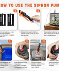 Instructions for using Hella Powerful Battery Fuel Siphon Pump With Slick High Suction Motor for smooth gas transfer.