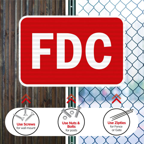 Built Like A Tank Fdc Fire Department Connection Sign 12 By 18 Inches on wood and chain-link fence with mounting instructions.