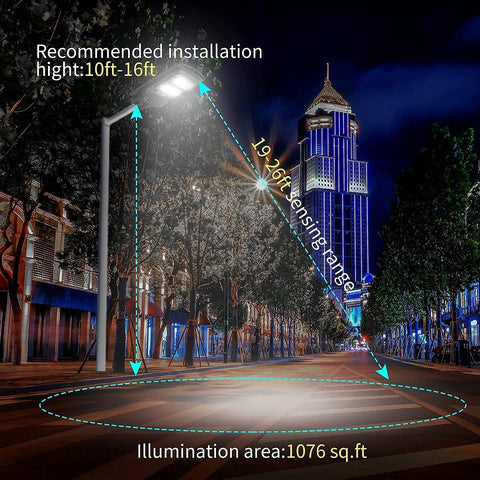 200W Solar Street Light No Electric Bill With 6000 Lumens 96 LEDs IP65 Outdoor Commercial Parking Lot Light Remote Control And Motion Sensor For Yard Basketball Court Durable illuminates cityscape