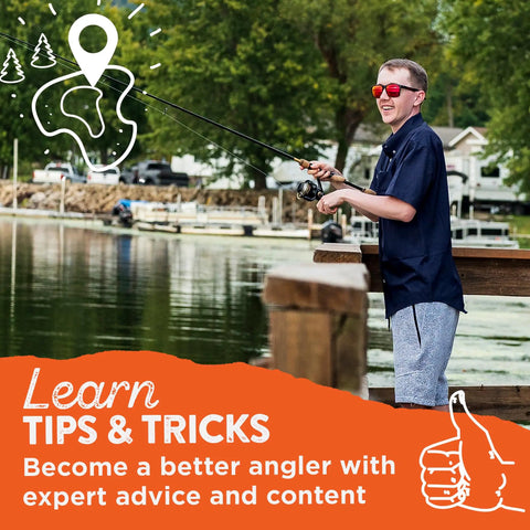 Angler fishing by a lake dock, promoting Mystery Tackle Box Freshwater Bass Lures Kit For Largemouth And Smallmouth With A Dope Mix