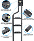 Rotatable Tailgate Ladder For Pickup Trucks, Grab-And-Go Heavy Duty 600 Lb Capacity, Easy Fold Design, Universal Fit For Most Trucks Up To 45 Inch Tailgate Height, Requires 56 Inch Wide Tailgate For Proper Closure, black aluminum ladder with anti-slip steps