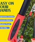 PowerPRO 29 Inch Compound Action Bypass Loppers with ergonomic handles and high-carbon Japanese steel blades cutting branches.