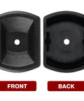 Front and back view of Heavy Duty Jack Wheel Chock Reinforced Rubber Wheel Dock For 6 Inch Jockey Wheels