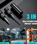 Cordless Impact Wrench Brushless Motor Brings Badass 480 Ft Lbs Torque And 3500 Rpm Speed With A Tough 1/2 Inch Drive, 3 in 1 tool set.