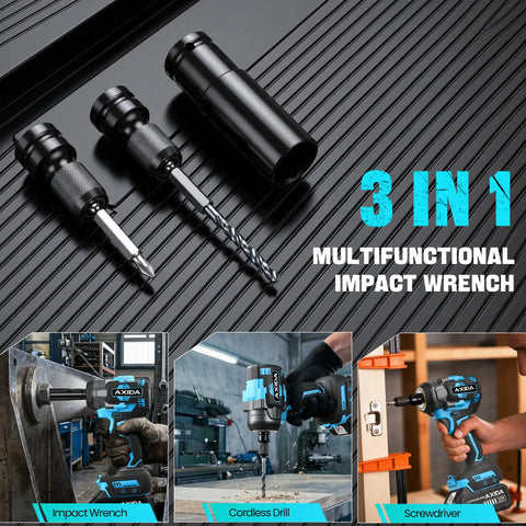 Cordless Impact Wrench Brushless Motor Brings Badass 480 Ft Lbs Torque And 3500 Rpm Speed With A Tough 1/2 Inch Drive, 3 in 1 tool set.