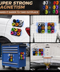17 Piece Engine Oil Funnel Kit With 2.12 Quart Capacity And 2 Liter Option, 12 Color Coded Adapters With Rubber Gaskets on Car Door