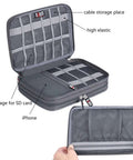 Grab And Go Double Layer Cable Organizer Pouch For Travel And Daily Adventures With Thick Padding showing cable storage and SD card space.