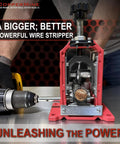 Heavy Duty Manual Copper Wire Stripping Machine For 18 AWG To One And A Half Inch Cable Drill Powered In Use