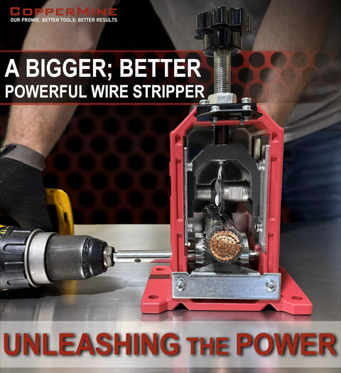 Heavy Duty Manual Copper Wire Stripping Machine For 18 AWG To One And A Half Inch Cable Drill Powered In Use