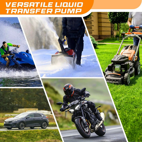 No Sweat Portable Cordless Fuel Transfer Pump Battery Operated Gas Siphon Tool for outdoor adventures and roadside emergencies.