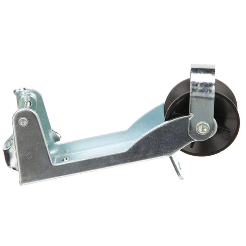Side view of Lift And Lock Anchor Line Control For Boats, Built Tough Zinc Plated Steel Rope Pulley System, Rustproof Nylon Pulley