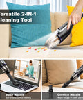 Ultra Lightweight Cordless Handheld Vacuum For Car And Home, 14000Pa Suction, cleaning crumbs on couch, 2-in-1 design