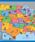 World And United States Map Posters For Kids Double Pack Laminated 18 By 29 Inches Colorful Illustrated Kid Friendly Set Of 2 Durable Tear Resistant Educational Wall Decor For Home School Or Classroom showing US map with state icons.
