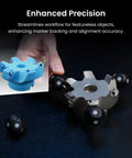 28 Piece Magnetic 3D Scanning Markers Block Kit For Dead On Accurate Tracker Dots and Featureless Surface Prep, showing precision tracking markers in use.