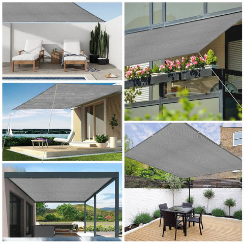 5x7 Gray Sun Shade Sail With Straight Edge And Grommets UV Blocking Water Permeable Canopy Cover For Patio Garden
