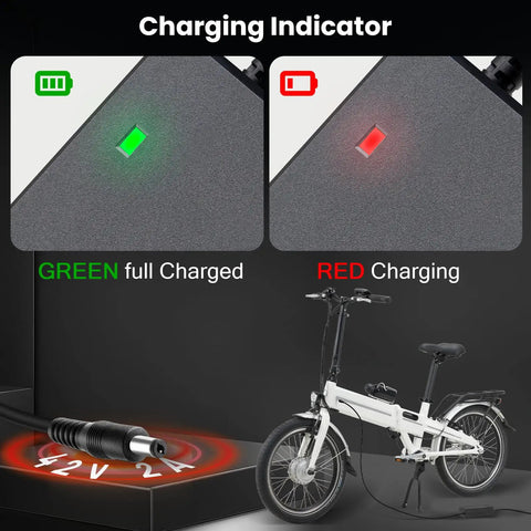 36V Electric Bike And Scooter Battery Charger With 42V 2A Output DC 2.1mm Jack Connector 5.5x2.1mm Safe Fast Charge For 36V Li-Ion Packs Not For Other Voltages Keeps Your Ride Juiced And Ready To Roll