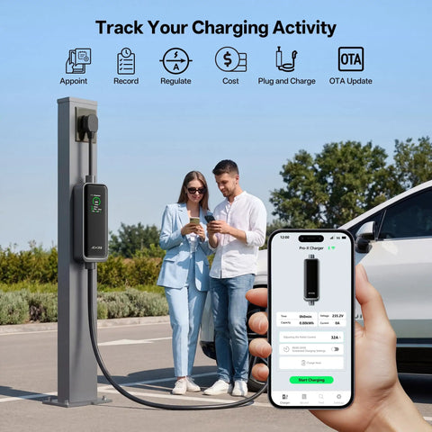 Level 2 EV Charger With 40A NACS, 25Ft Extension Cord, WiFi Smart App, 240V NEMA 14 50 Plug, Works With All Tesla Models S X 3 Y, UL ETL FCC Certified