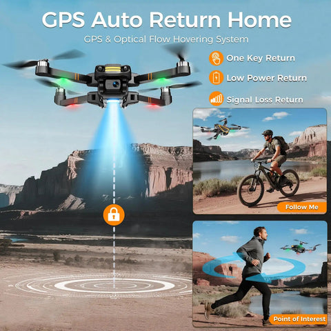 4K EIS Drone With Built In 4 Point 5 Inch Screen For Real Time FPV Long Range RC Quad Auto Return Circle Fly Follow Me Foldable