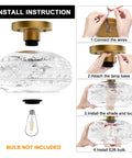 Installation guide for Industrial Semi Flush Mount Gold Globe Glass Ceiling Light Fixture For Hallways Entryways Kitchens And Bathrooms Vintage Farmhouse Style Lamp Bulb Not Included Cozy Warm Glow For A Homey Vibe
