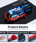 2S 5200mAh LiPo Battery 7.4V 50C High-Drain Pack With Beefy Hard Case And T Connector for RC Cars and Drones