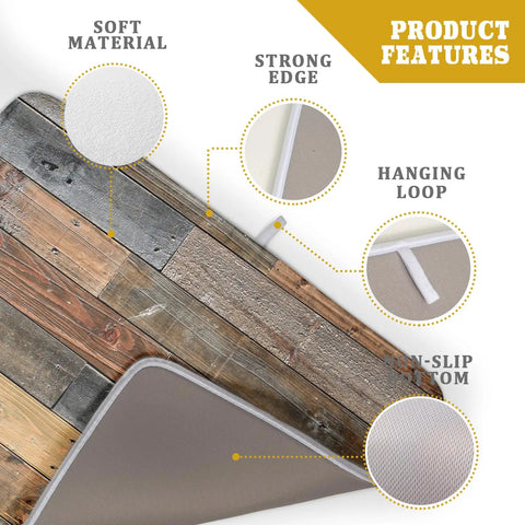 Wood Grain Dish Drying Mat For Kitchen Countertop 18x24 Inch Large Beast Absorbent Reversible Microfiber Pad With Waterproof Backing Rustic Barnwood Look Drainer Mat For Quick Drying And Easy Cleanup showing product features
