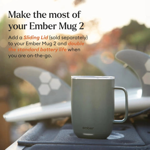 Keep Your Coffee Piping Hot With This App Controlled Smart Mug Featuring A 14Oz Rechargeable Heated Warmer Crisp Led Panel And On Point Temp Controls Total Game Changer For Desk Vibes And Daily Sessions In Fresh Sage Green, displayed on a surface with a blurred background.