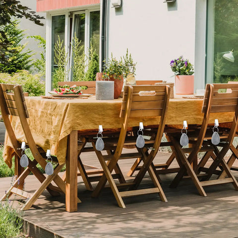 Teardrop Marble Tablecloth Weights With Metal Clips 24 Pack Outdoor Table Cover Hangers for picnics and parties on table