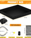 Upgraded Portable Shower Pan 41 By 41 By 5 Inch Rugged Non Slip Base with Drain Hole and Mesh Storage Bag shown unassembled
