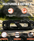 Beefy Heavy Duty Winch Fairlead With Hook For Off Road Recovery 33,000 Lbs Breaking Strength 17,600 Lbs Safe Working Load Aluminum Hawse Fairlead 40Cr Alloy Steel Core 1 Inch Bolt Pattern Fits Truck Jeep SUV ATV UTV Black, front view