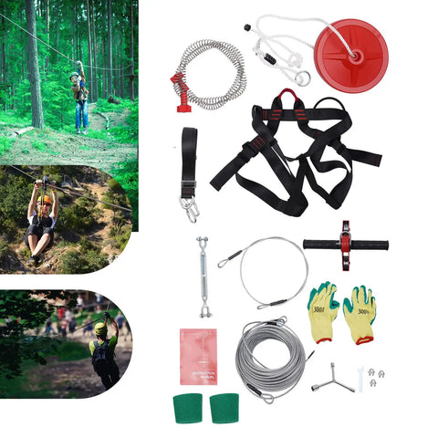 160ft Zip Line Kit For Kids With 330lbs Load Multifunctional Seat Stainless Steel Spring Brake Built Tough For Home Backyards Parks Camping And Playgrounds Great For The Fam components and accessories
