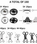 180 Piece Hook And Eye Sewing Kit All In One With Buttons And Closures For Skirts Pants And Dresses Fabric Snap Buttons