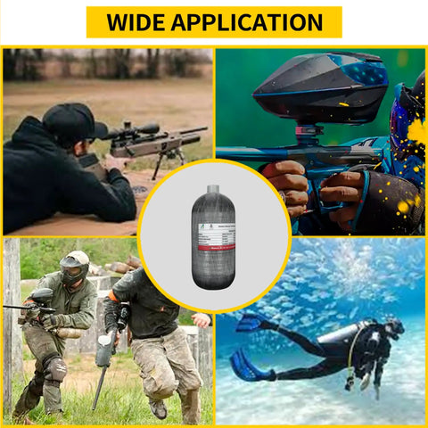 Image of 2.5L Carbon Fiber Air Tank 4500psi With Paintball Fill Station And Regulator Gauge for PCP air rifles and scuba applications.