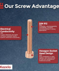 Rock Solid M6 X 40mm Socket Head Cap Screws And Hex Nuts Kit Forge Built From Solid Red Copper for electrical conductivity.