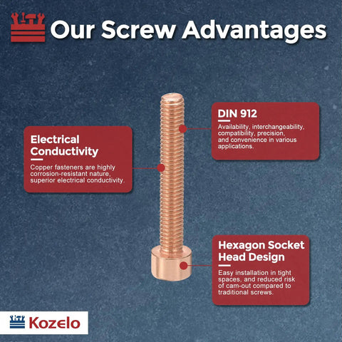 Rock Solid M6 X 40mm Socket Head Cap Screws And Hex Nuts Kit Forge Built From Solid Red Copper for electrical conductivity.