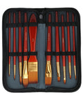 Watch Cleaning Brush Set With Red Wooden Handles And Heads, 10 Sizes, Precision Movement Maintenance Tools in carrying case