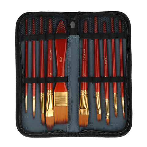 Watch Cleaning Brush Set With Red Wooden Handles And Heads, 10 Sizes, Precision Movement Maintenance Tools in carrying case