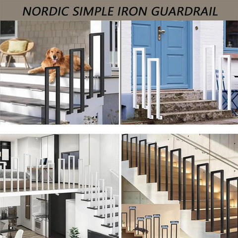 Built Like A Tank U Shaped Handrail For Indoor Stairs Outdoor Steps Heavy Wrought Iron Railing Wipe Clean Finish Zero Fuss Setup Industrial Flair Levels Up Any Space Front Porch Backyard In Matte Black 85 Cm in various settings.