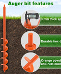 Heavy Duty Garden Auger Drill Bit For Planting Three Inch By Thirty Two Inch Earth Auger With Thick Three Millimeter Blade Features