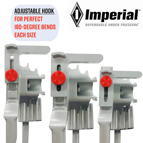 Rock Solid Heavy Duty Triple Head Tube Bender Built For No Sweat 180 Degree Copper And Steel Air Conditioning Line Bending with adjustable hook for perfect bends.