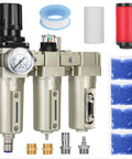 Three Quarter Inch NPT Industrial Air Dryer With Auto Drain for Compressors, 3 Stage Water Separator and Oil Water Filter Dryer, parts shown
