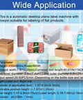 Plug And Go Automatic Flat Bottle Label Applicator Desktop Labeling Machine With Conveyor Belt And Print Coder For Boss Level Accuracy Flat Surface Wrapping showing various labeled products.