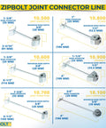 Heavy Duty Joint Connectors For Countertops And Butcher Blocks displayed with sizes and specifications for installation.