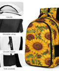 Dense Sunflower Repeat Printed Backpack For Everyday Carry Unisex Large Capacity Daypack With Durable Zipper Lightweight