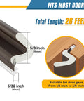 Slap On This Foolproof Door Weather Stripping To Kick Chilly Drafts To The Curb featuring 26 FT brown kerf seal for door gaps, dimensions shown.