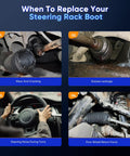 Symptoms of worn steering rack boot for Two Pack Tie Rod Boot Kit For Toyota 4Runner 1996 2002 And Tacoma 1995 2004 Anti Dust Dirt Shield