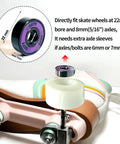 Front view of neon purple 608 skateboard bearing with 8mm bore; part of a 16-pack.