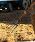 Person holding Steel Garden Fork Replacement Head Tines for Soil Turning and Manure Duty, Heavy Duty Four Tine Digging Fork