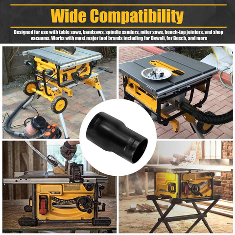Dust Collection Hose Adapter Two And A Half Inch To One And Seven Eighth Inch Fitting For Woodworking Tools Fits Table Saw Bandsaw Spindle Sander Miter Saw And Shop Vacuum DIY Friendly Built With Heavy Duty Polymer For Leak Free Airflow