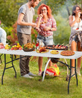 Heavy Duty 6 Foot Folding Table Portable Fold In Half Utility Table For Indoor Outdoor Use With Handle And Lock in outdoor event
